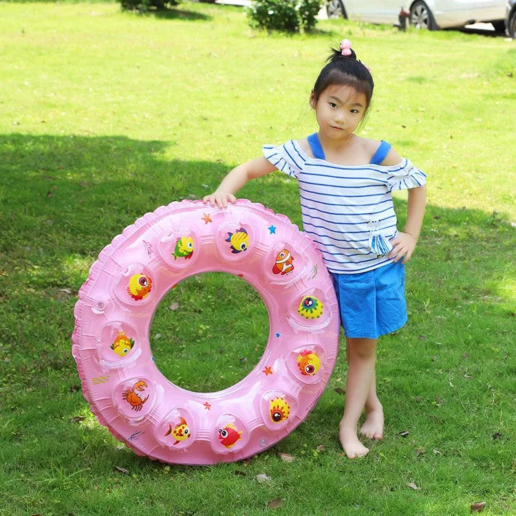 Cartoon Pattern Double Airbag Thickened Inflatable Swimming Ring Crystal Swimming Ring, Size:80 cm(Orange)
