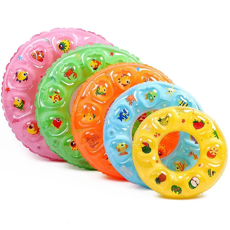 Cartoon Pattern Double Airbag Thickened Inflatable Swimming Ring Crystal Swimming Ring, Size:80 cm(Orange)
