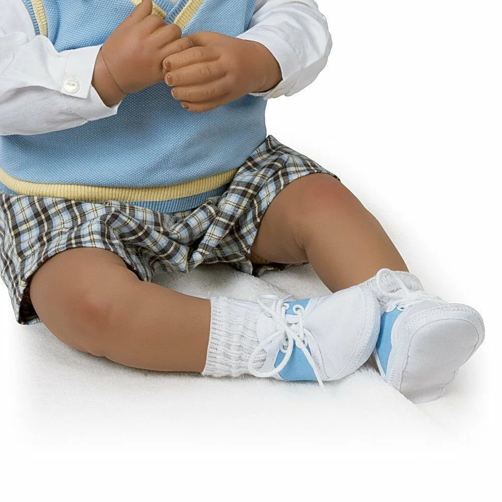 The Ashton - Drake Galleries Michael I Love You To The Moon And Back So Truly Real® African American Black Baby Boy Doll Weighted Poseable with Soft RealTouch® Vinyl Skin by Linda Murray 22"-inches